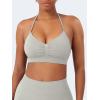 imageYEOREO SoftHue Women Halter Sports Bra Longline Strappy Bras Vanie V Neck Padded Seamless Open Back Workout Gym Crop TopFeather Beige