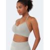 imageYEOREO SoftHue Women Halter Sports Bra Longline Strappy Bras Vanie V Neck Padded Seamless Open Back Workout Gym Crop TopFeather Beige