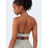 imageYEOREO SoftHue Women Halter Sports Bra Longline Strappy Bras Vanie V Neck Padded Seamless Open Back Workout Gym Crop TopFeather Beige