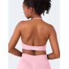 imageYEOREO SoftHue Women Halter Sports Bra Longline Strappy Bras Vanie V Neck Padded Seamless Open Back Workout Gym Crop TopPink