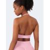 imageYEOREO SoftHue Women Halter Sports Bra Longline Strappy Bras Vanie V Neck Padded Seamless Open Back Workout Gym Crop TopPink