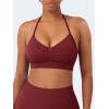 imageYEOREO SoftHue Women Halter Sports Bra Longline Strappy Bras Vanie V Neck Padded Seamless Open Back Workout Gym Crop TopScarlett Red
