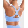 imageYEOREO Sports Bras for Women High Support Racerback Padded Running Bra Tracii Square Neck Wireless Workout Gym Crop TopIce Blue