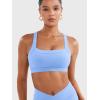 imageYEOREO Sports Bras for Women High Support Racerback Padded Running Bra Tracii Square Neck Wireless Workout Gym Crop TopIce Blue