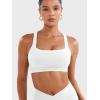 imageYEOREO Sports Bras for Women High Support Racerback Padded Running Bra Tracii Square Neck Wireless Workout Gym Crop TopWhite
