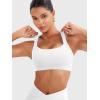imageYEOREO Sports Bras for Women High Support Racerback Padded Running Bra Tracii Square Neck Wireless Workout Gym Crop TopWhite