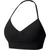 imageYEOREO SoftHue Women Halter Sports Bra Longline Strappy Bras Vanie V Neck Padded Seamless Open Back Workout Gym Crop TopBlack
