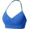 imageYEOREO SoftHue Women Halter Sports Bra Longline Strappy Bras Vanie V Neck Padded Seamless Open Back Workout Gym Crop TopElectric Blue