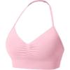 imageYEOREO SoftHue Women Halter Sports Bra Longline Strappy Bras Vanie V Neck Padded Seamless Open Back Workout Gym Crop TopPink
