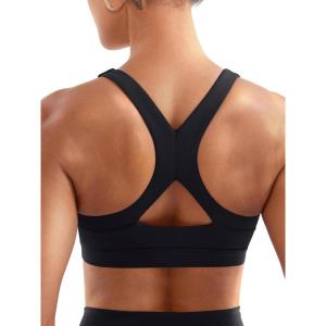 imageYEOREO Sports Bras for Women High Support Racerback Padded Running Bra Tracii Square Neck Wireless Workout Gym Crop TopBlack