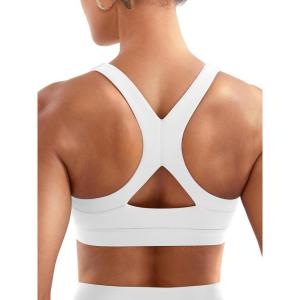 imageYEOREO Sports Bras for Women High Support Racerback Padded Running Bra Tracii Square Neck Wireless Workout Gym Crop TopWhite