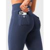 imageYEOREO CoreFlex Women Workout Leggings with Pockets Scrunch Butt Lifting Gym Cargo DenimLook Yoga PantsNavy Blue