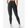 imageYEOREO Women Hidden Scrunch Impact Leggings V Cross Waist Leggings Butt Booty Lifting Gym PantsBlack