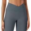 imageYEOREO Women Hidden Scrunch Impact Leggings V Cross Waist Leggings Butt Booty Lifting Gym PantsDark Grey