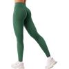 imageYEOREO Womens Workout Gym Leggings Julissa Hidden Scrunch Butt Sculpting Compression Mid Rise V Back Yoga Leggings 26quotGreen
