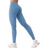imageYEOREO Womens Workout Gym Leggings Julissa Hidden Scrunch Butt Sculpting Compression Mid Rise V Back Yoga Leggings 26quotLight Blue