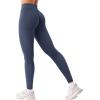 imageYEOREO Womens Workout Gym Leggings Julissa Hidden Scrunch Butt Sculpting Compression Mid Rise V Back Yoga Leggings 26quotNavy Blue