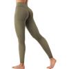 imageYEOREO Womens Workout Gym Leggings Julissa Hidden Scrunch Butt Sculpting Compression Mid Rise V Back Yoga Leggings 26quotOlive Green