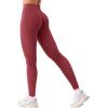 imageYEOREO Womens Workout Gym Leggings Julissa Hidden Scrunch Butt Sculpting Compression Mid Rise V Back Yoga Leggings 26quotScarlet