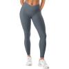 imageYEOREO Women Hidden Scrunch Impact Leggings V Cross Waist Leggings Butt Booty Lifting Gym PantsDark Grey