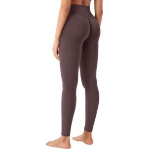 imageYEOREO Womens Workout Gym Leggings Julissa Hidden Scrunch Butt Sculpting Compression Mid Rise V Back Yoga Leggings 26quotBrown