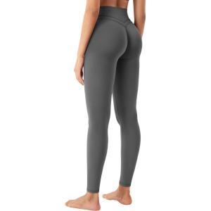 imageYEOREO Womens Workout Gym Leggings Julissa Hidden Scrunch Butt Sculpting Compression Mid Rise V Back Yoga Leggings 26quotCarbon Grey