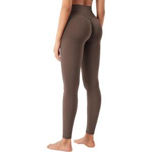 imageYEOREO Womens Workout Gym Leggings Julissa Hidden Scrunch Butt Sculpting Compression Mid Rise V Back Yoga Leggings 26quotCoffee