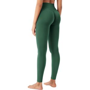 imageYEOREO Womens Workout Gym Leggings Julissa Hidden Scrunch Butt Sculpting Compression Mid Rise V Back Yoga Leggings 26quotGreen