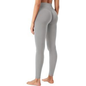 imageYEOREO Womens Workout Gym Leggings Julissa Hidden Scrunch Butt Sculpting Compression Mid Rise V Back Yoga Leggings 26quotLight Grey