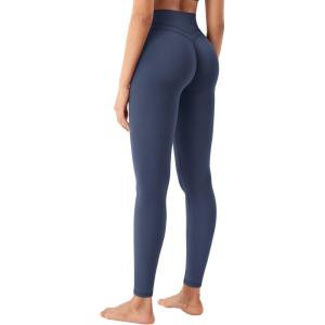 imageYEOREO Womens Workout Gym Leggings Julissa Hidden Scrunch Butt Sculpting Compression Mid Rise V Back Yoga Leggings 26quotNavy Blue