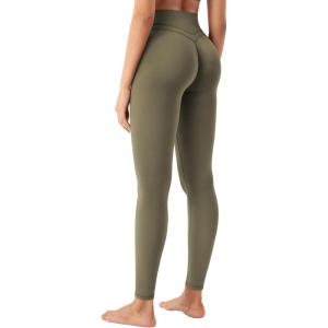 imageYEOREO Womens Workout Gym Leggings Julissa Hidden Scrunch Butt Sculpting Compression Mid Rise V Back Yoga Leggings 26quotOlive Green
