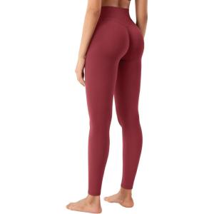 imageYEOREO Womens Workout Gym Leggings Julissa Hidden Scrunch Butt Sculpting Compression Mid Rise V Back Yoga Leggings 26quotScarlet