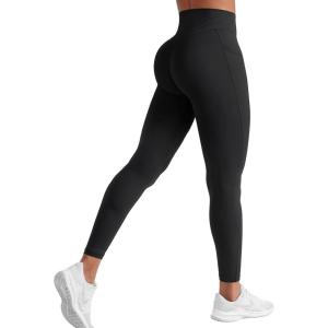 imageYEOREO Workout Leggings with Pockets for Women Tummy Control High Waisted Butt Lifting Gym Yoga Compression Pants Black S