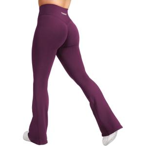 imageYEOREO Workout Mini Flare Leggings for Women Hidden Scrunch High Waisted Seamless Gym Leggings Brinklie 30quot Yoga PantsBlack Cherry