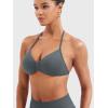 imageYEOREO SoftHue Impact Strappy Halter Bra for Sports Intensify Women Workout Backless Padded Gym Yoga BraDark Gray
