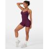 imageYEOREO SoftHue One Piece Workout Jumpsuits for Women Halter Backless Short Jumpsuit Sleeveless Ribbed Bodycon Gym Yoga RomperBlack Cherry