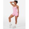 imageYEOREO SoftHue One Piece Workout Jumpsuits for Women Halter Backless Short Jumpsuit Sleeveless Ribbed Bodycon Gym Yoga RomperPink