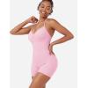imageYEOREO SoftHue One Piece Workout Jumpsuits for Women Halter Backless Short Jumpsuit Sleeveless Ribbed Bodycon Gym Yoga RomperPink