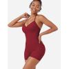 imageYEOREO SoftHue One Piece Workout Jumpsuits for Women Halter Backless Short Jumpsuit Sleeveless Ribbed Bodycon Gym Yoga RomperScarlett Red