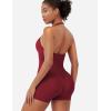 imageYEOREO SoftHue One Piece Workout Jumpsuits for Women Halter Backless Short Jumpsuit Sleeveless Ribbed Bodycon Gym Yoga RomperScarlett Red