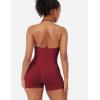 imageYEOREO SoftHue One Piece Workout Jumpsuits for Women Halter Backless Short Jumpsuit Sleeveless Ribbed Bodycon Gym Yoga RomperScarlett Red