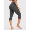 imageYEOREO Womens Workout Capri Leggings 17quot No Front Seam High Waisted Hidden Scrunch Gym Yoga PantsDark Gray