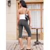 imageYEOREO Womens Workout Capri Leggings 17quot No Front Seam High Waisted Hidden Scrunch Gym Yoga PantsDark Gray
