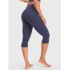 imageYEOREO Womens Workout Capri Leggings 17quot No Front Seam High Waisted Hidden Scrunch Gym Yoga PantsNavy Blue