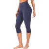 imageYEOREO Womens Workout Capri Leggings 17quot No Front Seam High Waisted Hidden Scrunch Gym Yoga PantsNavy Blue