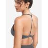 imageYEOREO Sports Bras for Women Strappy Padded Halter Ericie Open Back Light Impact Deep V Neck Yoga Workout Gym TopsDark Grey