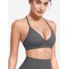 imageYEOREO Sports Bras for Women Strappy Padded Halter Ericie Open Back Light Impact Deep V Neck Yoga Workout Gym TopsDark Grey