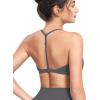 imageYEOREO Sports Bras for Women Strappy Padded Halter Ericie Open Back Light Impact Deep V Neck Yoga Workout Gym TopsDark Grey