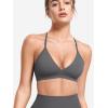 imageYEOREO Sports Bras for Women Strappy Padded Halter Ericie Open Back Light Impact Deep V Neck Yoga Workout Gym TopsDark Grey