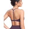 imageYEOREO Sports Bras for Women Strappy Padded Halter Ericie Open Back Light Impact Deep V Neck Yoga Workout Gym TopsDeep Berry